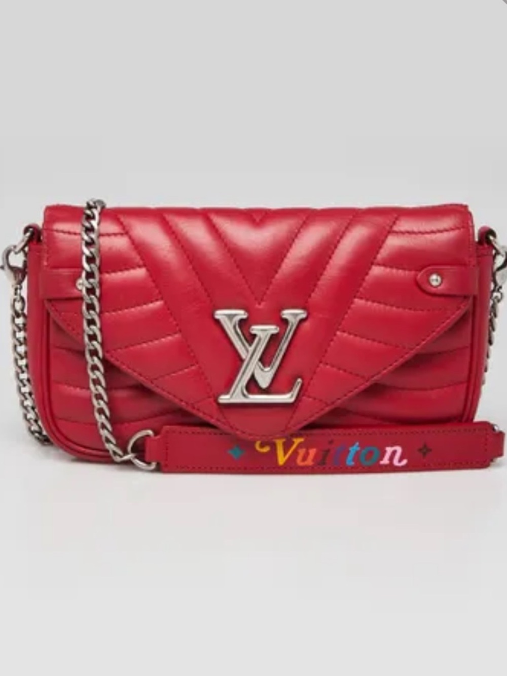 Louis Vuitton Red Quilted Leather New Wave Chain Pochette Bag